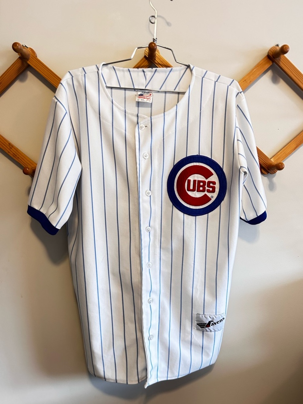 Chicago Cubs Pinstripe Baseball Jersey - White & Royal Blue